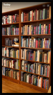 Fully loaded superior strength Sapele veneer core shelving and showing twin bookcases.